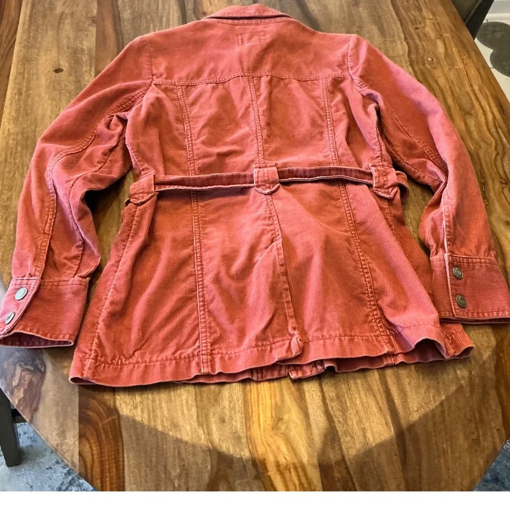 Old Navy Vintage Corduroy Utility Jacket Pink Snap Front Belted Women S Fall 03 - Picture 10 of 10